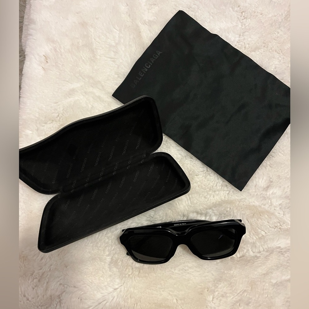 Balenciaga Black Rectangular Sunglasses